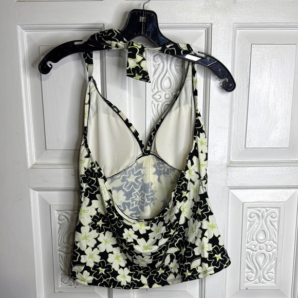 Jantzen Floral Black and White Women's Halter & Swim Short 2 Piece Bathing Suit - Picture 4 of 16